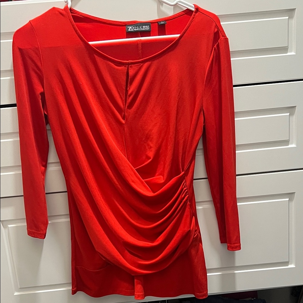Elegant Red Draped Blouse